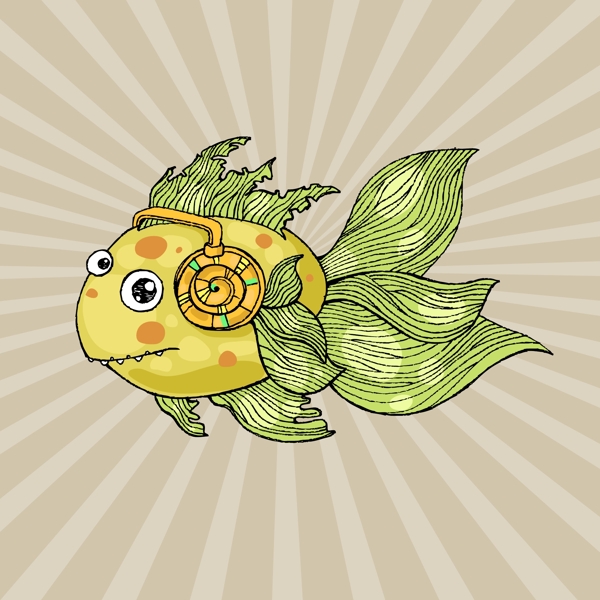 印花矢量圖動(dòng)物魚男裝免費(fèi)素材