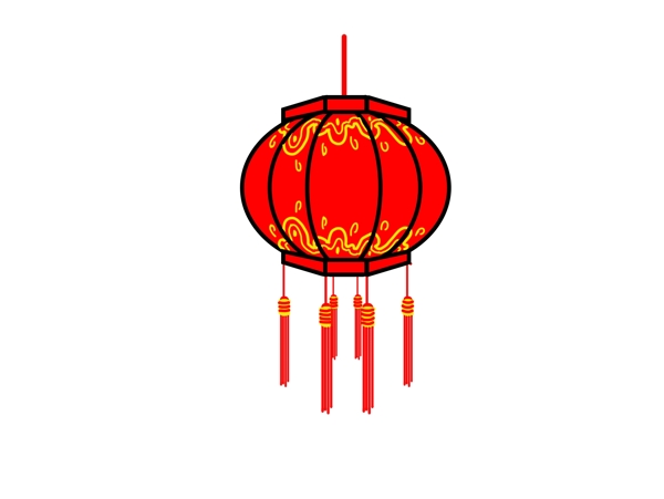 手绘中国风中国节红灯笼图