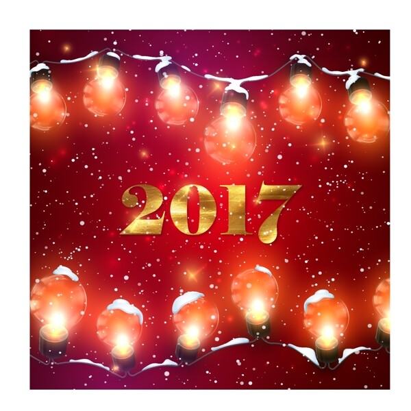 創(chuàng)意燈泡串2017年賀卡矢量素材