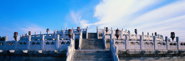 北京皇家园林天坛园区风景图横幅超宽幅图片