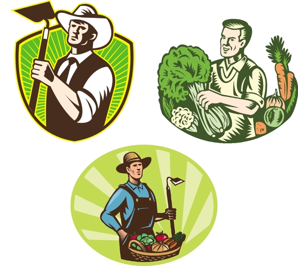 卡通农民农业图标