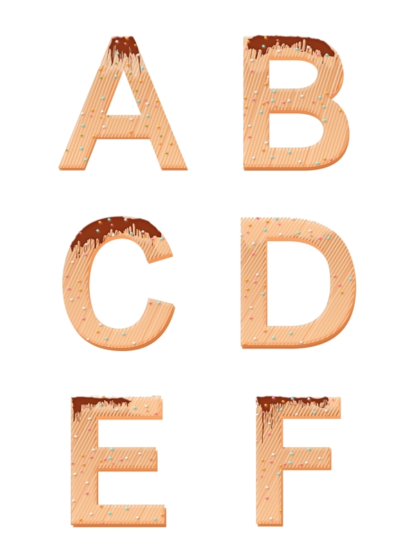 糖衣字母ABCDEF饼干元素