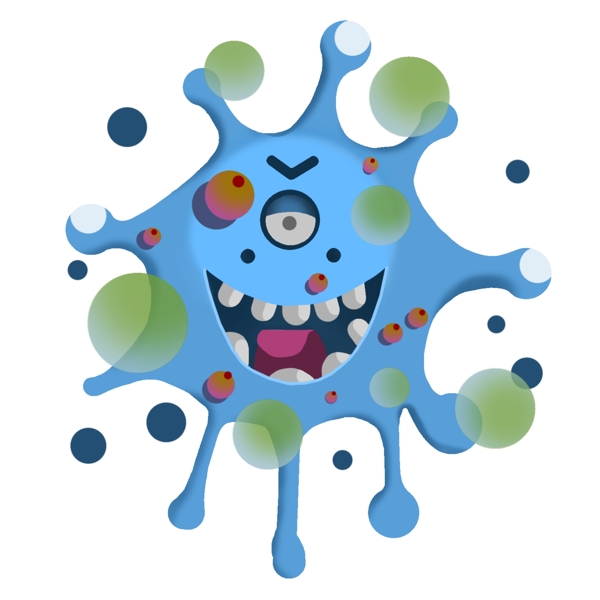凶恶的蓝色细菌插画