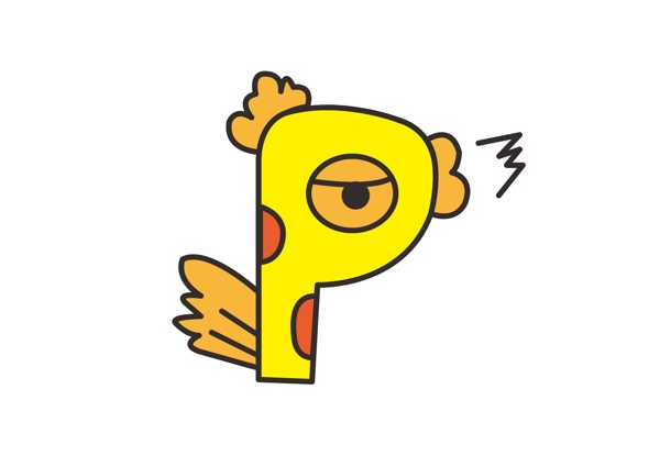 矢量卡通创意动物字母P