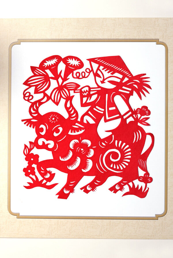 剪紙牛圖片
