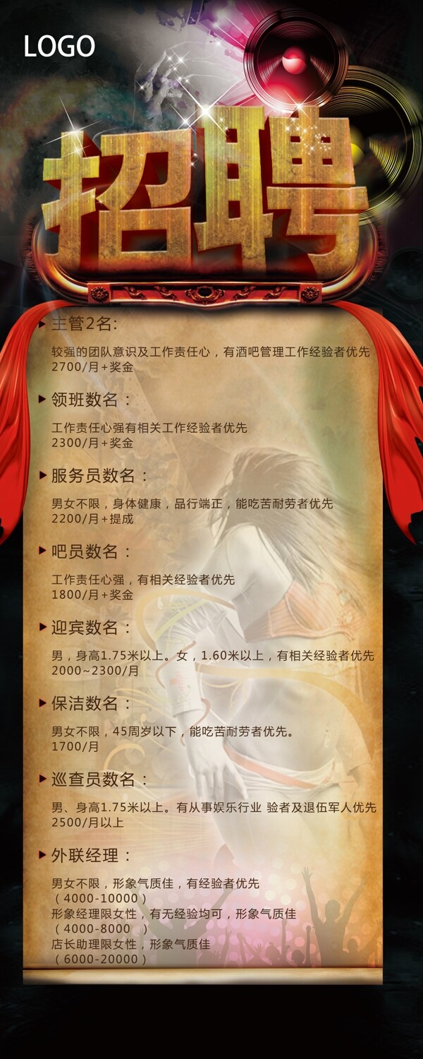 酒吧招聘海報圖片