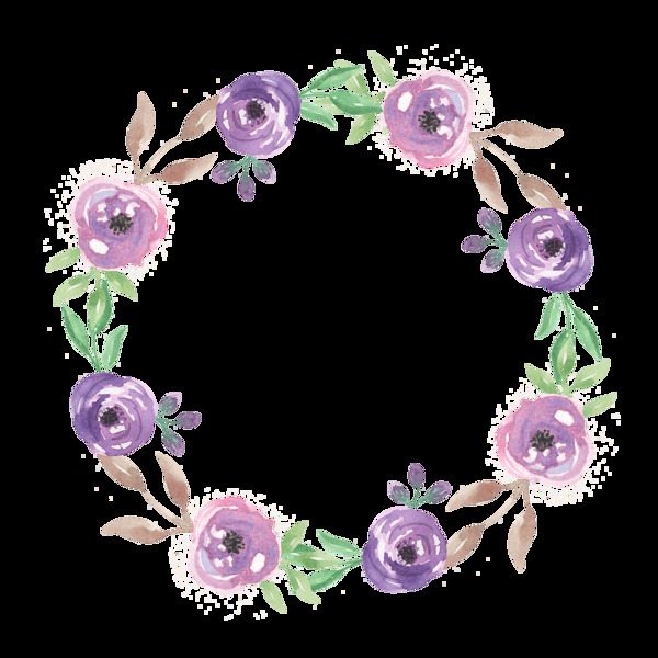 紫色玫瑰花环透明素材png