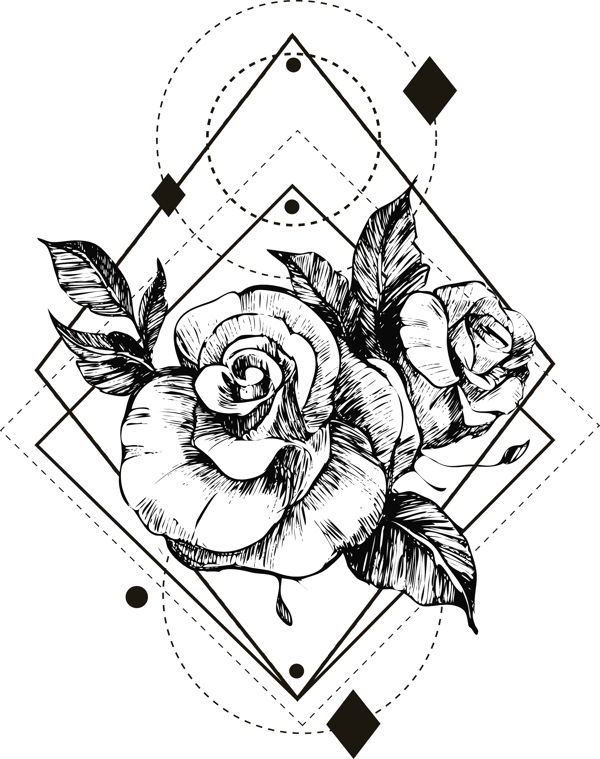 玫瑰花纹身图案设计
