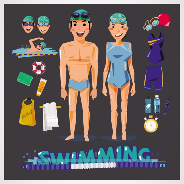 游泳运动员插画