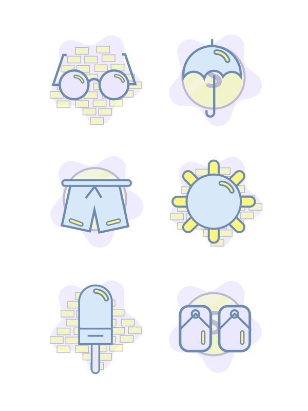 装饰图标旅行太阳拖鞋裤子伞眼睛可商用元素