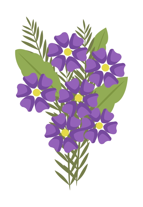 手绘紫色花束插画