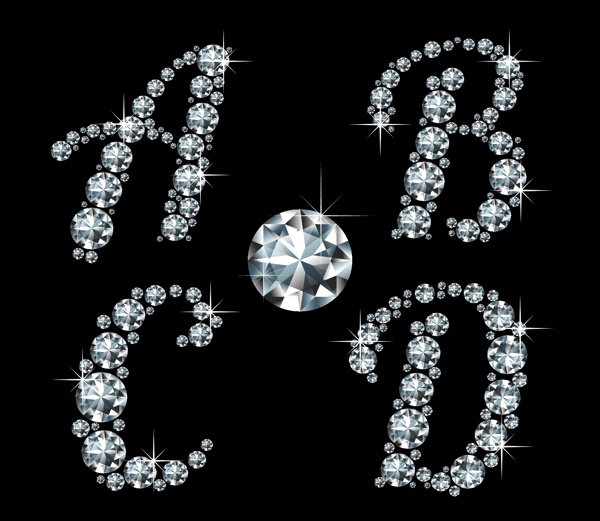 閃亮的鉆石字母矢量素材01