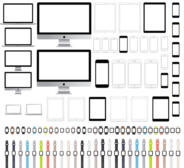 苹果手机等产品设备高清矢量图
