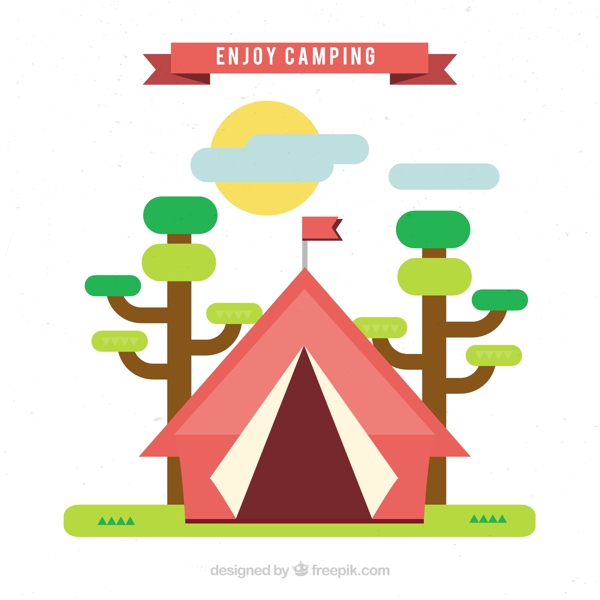 在平面设计中的红色野营帐篷