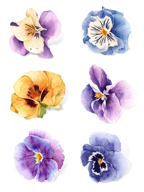 水彩手绘兰花植物花瓣套图元素