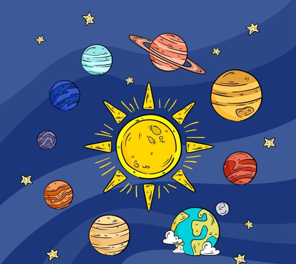 彩绘太阳系行星图片