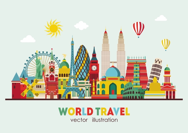 世界旅游海报设计矢量素材下载