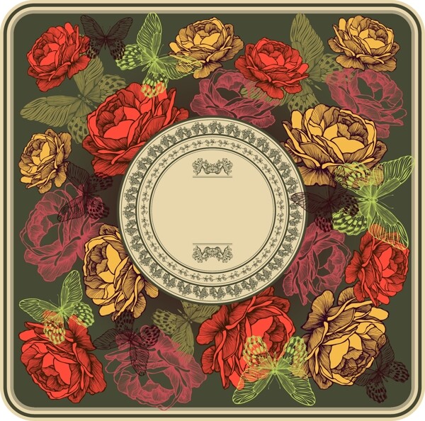 復(fù)古手繪花朵背景