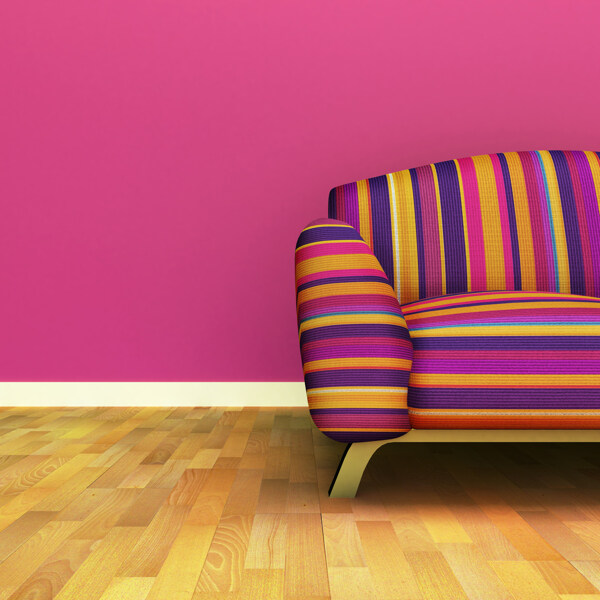 地板上的彩色沙发