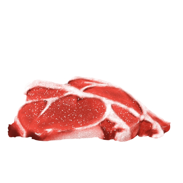 红色肉类猪肉猪排食材美食美味手绘写实免扣