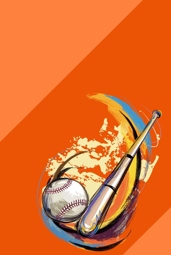 团队活动棒球娱乐插画宣传背景