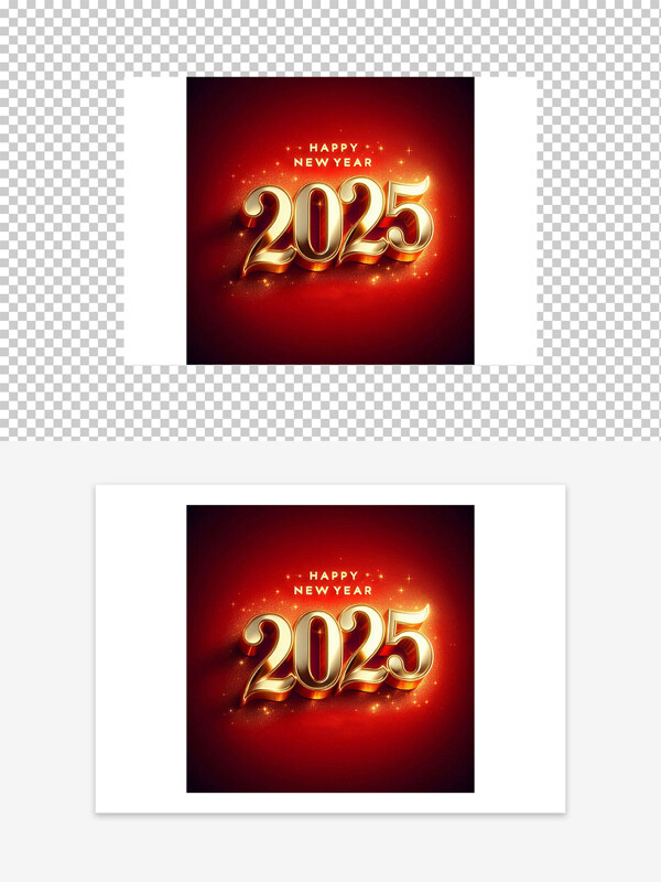 红色烫金风2025新年快乐图案