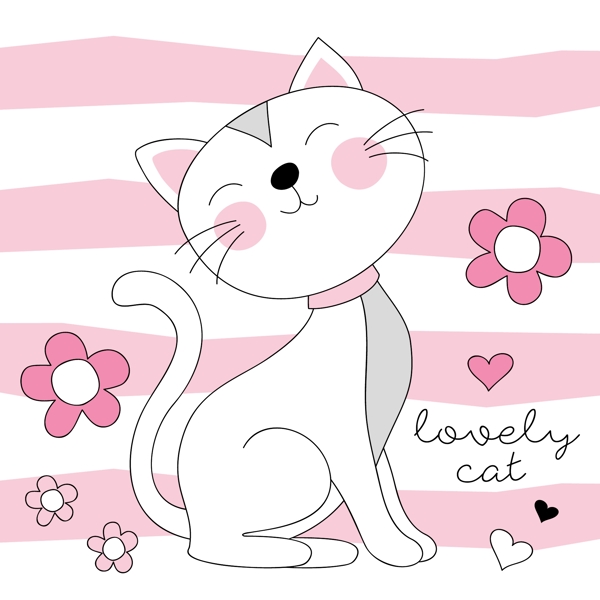 卡通小貓插畫
