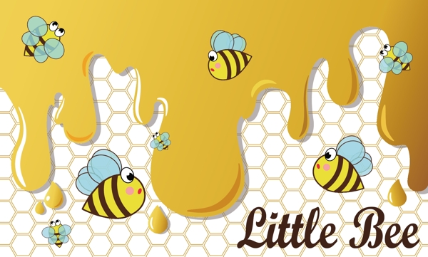 卡通小蜜蜂和蜂蜜