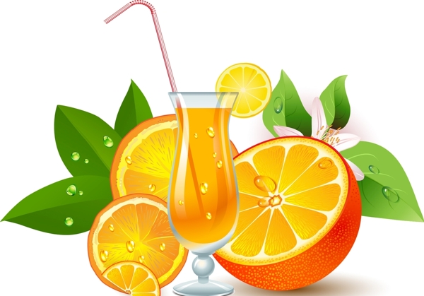 精美水果杯新鲜橙子美味设计素材
