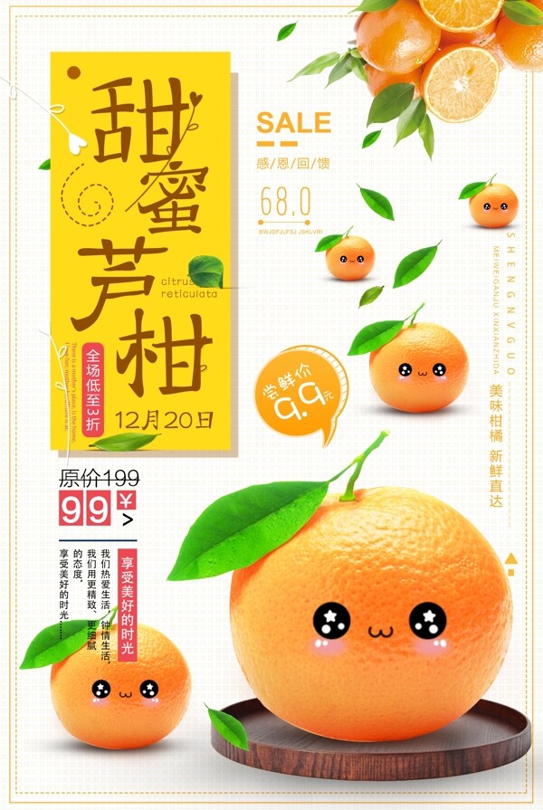 甜蜜柑橘水果促销海报设计
