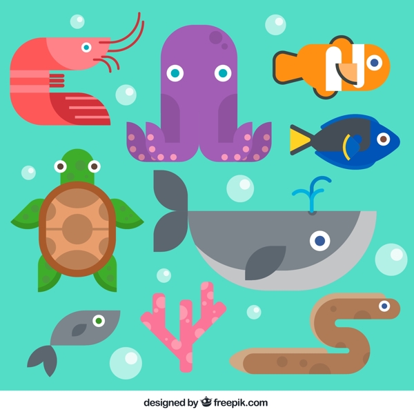 8款海洋动物设计矢量素材