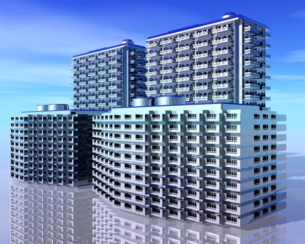 商業(yè)空間樓房建筑效果圖高樓大廈高科技區(qū)水滴科幻