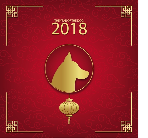 金色狗頭新年海報