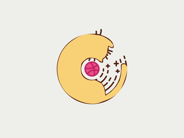 卡通圆形篮球小猫
