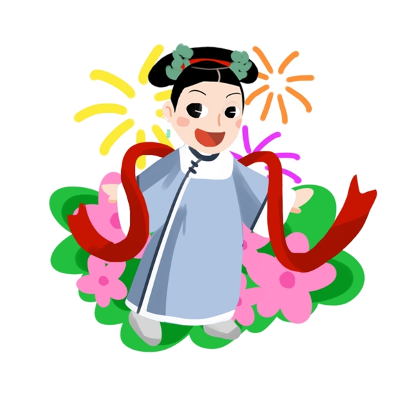 古裝延禧手繪卡通人物PNG素材