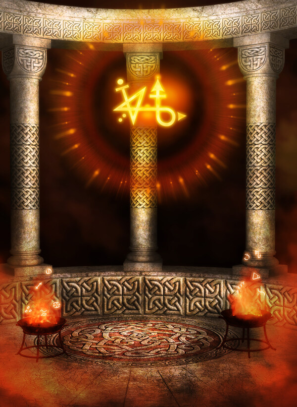橙色夢(mèng)幻魔法背景素材