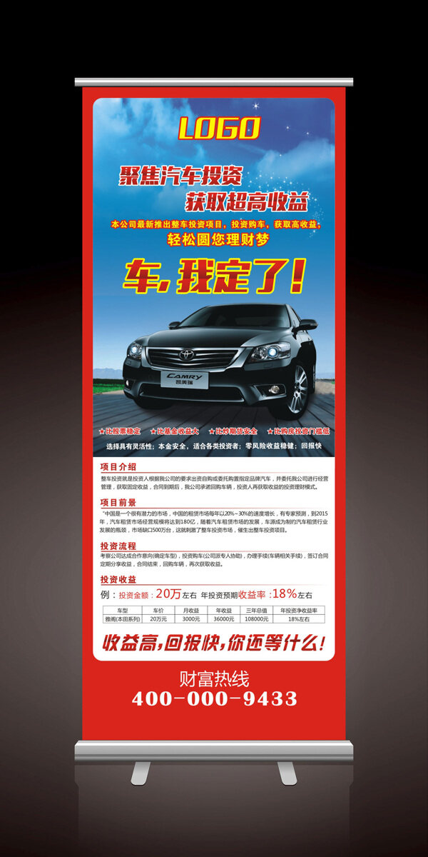汽車投資易拉寶