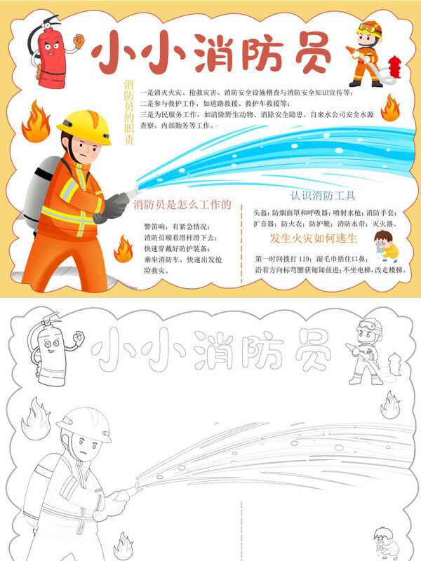 小小消防员消防认知手抄报