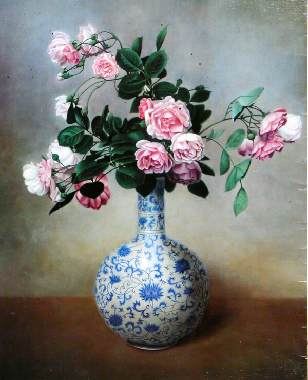 瓷器花瓶静物油画图片