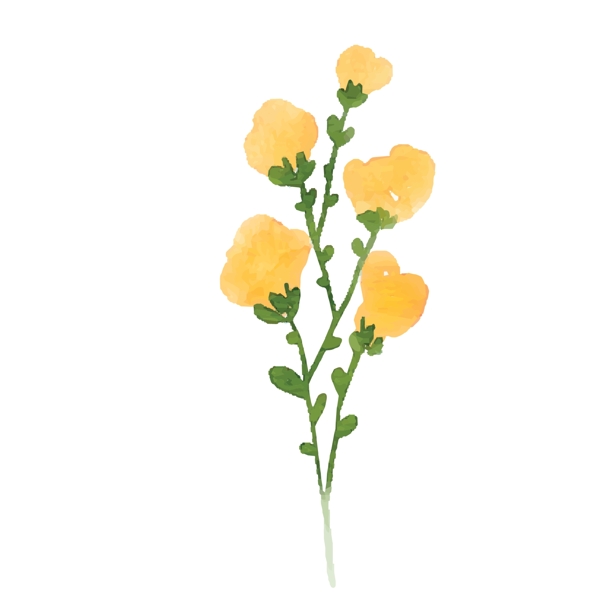 一枝黄色的手绘花朵