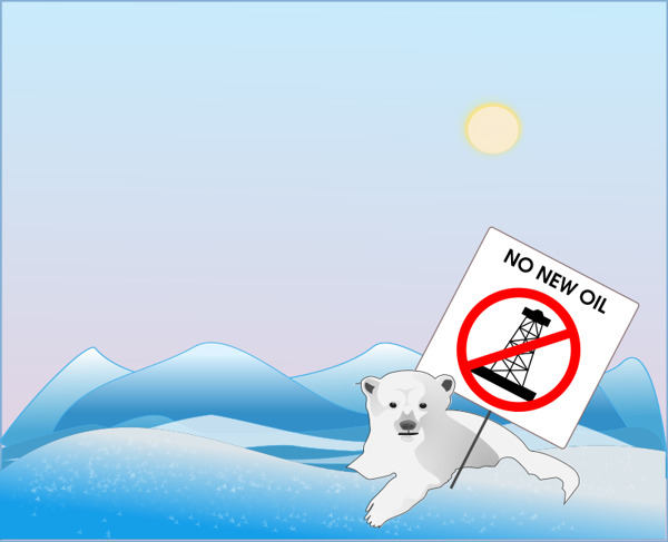 没有新的油说北极熊的抗议者