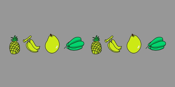 黄梨香蕉分割线插画