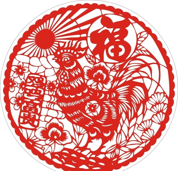傳統(tǒng)雞年剪紙