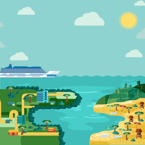 卡通海邊風(fēng)景