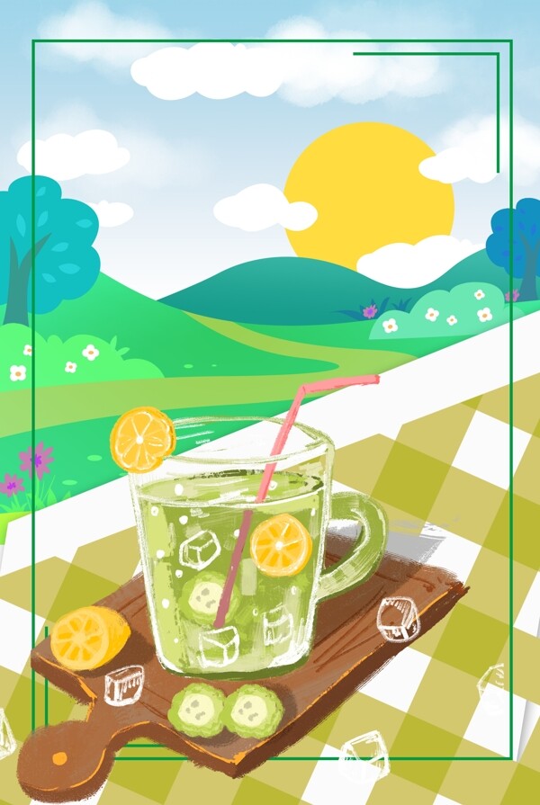 夏季唯美冰鎮(zhèn)飲背景