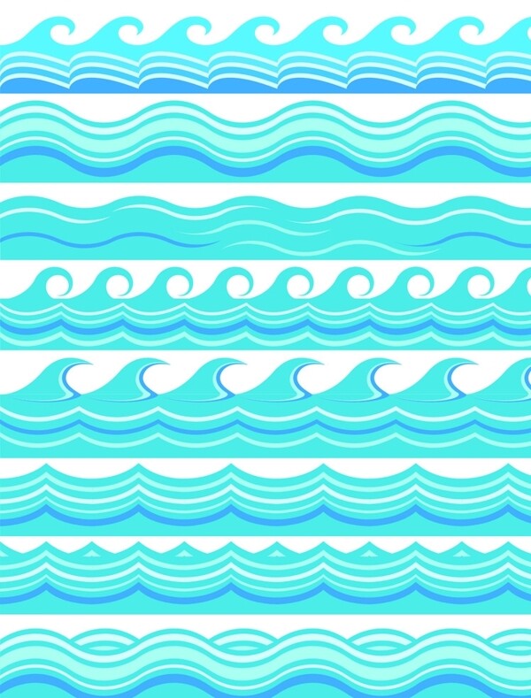 海浪花紋邊框矢量素材圖片