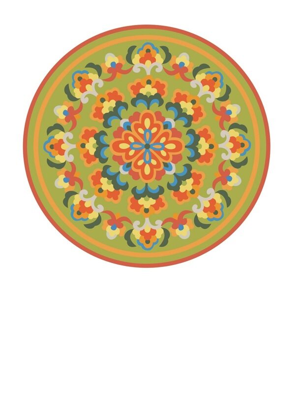 传统 欧式俄式 圆形花卉图案背景贴图  暖色三重盛花