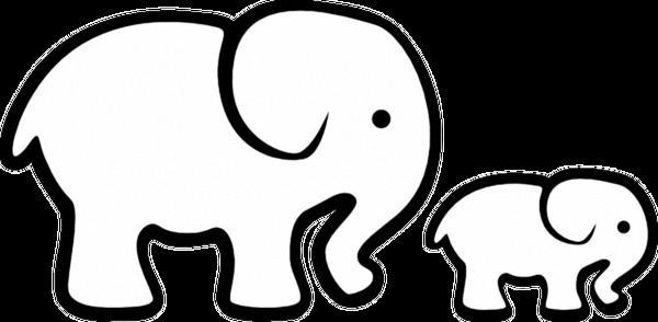 卡通大象母子免抠png透明素材