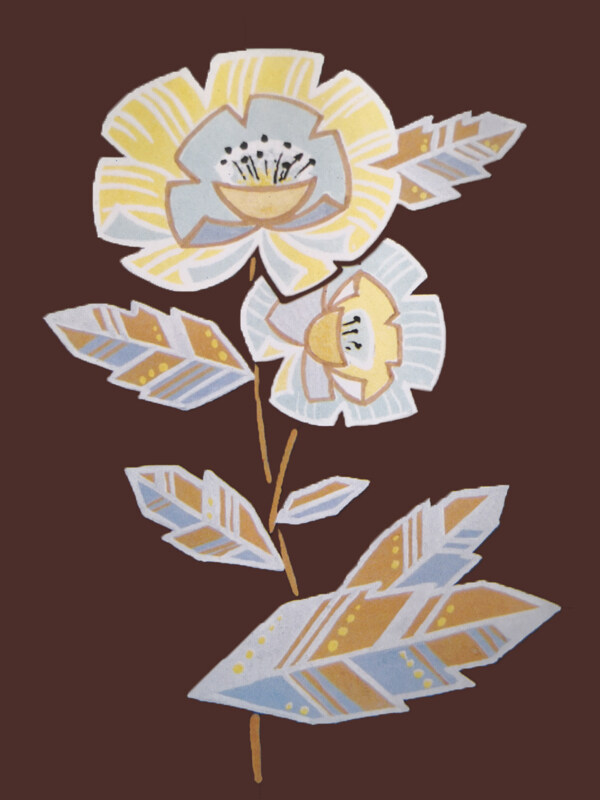 传统  抽象花卉草木 底图底纹  图案背景贴图  两支花