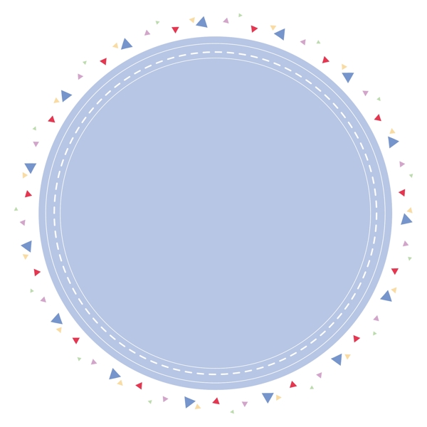 彩色三角环绕水蓝色圆框矢量素材